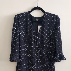 New! LOFT Ruffle Detail Polka Dot Wrap Romper